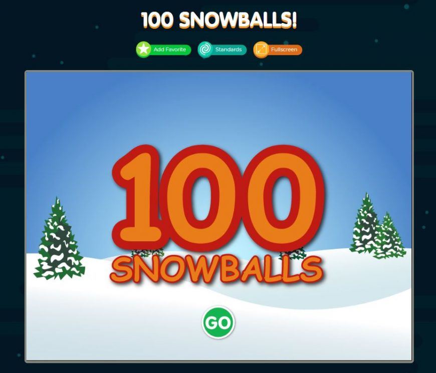 100 snowballs game from ABCya