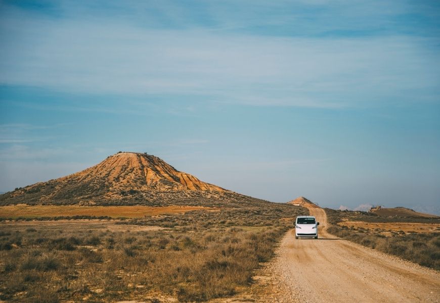 driving across desert