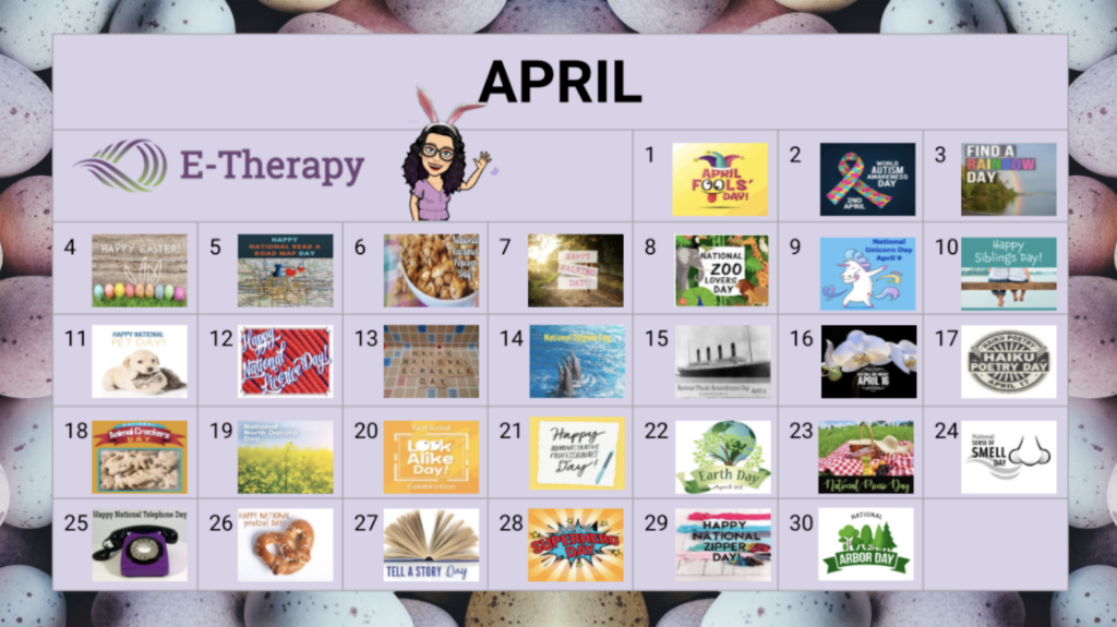 april calendar events activity