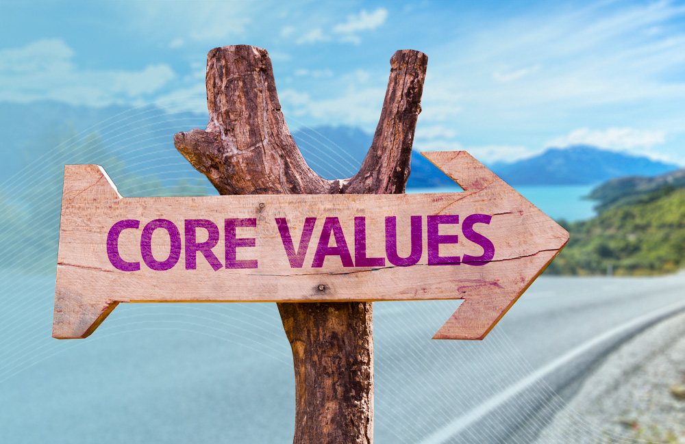 E-Therapy Core Values Image of a sign that says core values for telepractice company